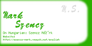 mark szencz business card